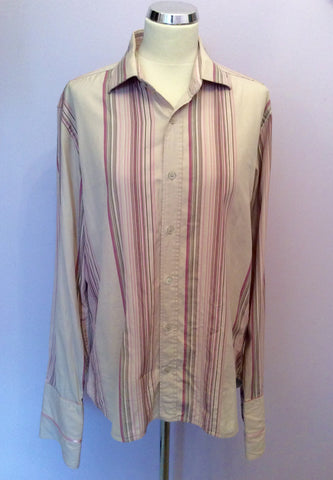 Ted Baker Pink Stripe Cotton Long Sleeve Double Cuff Shirt Size 4 UK 14/16 - Whispers Dress Agency - Sold - 1