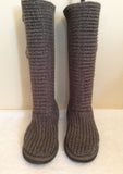 Ugg Grey Knit Button Trim Boots Size 4/37 - Whispers Dress Agency - Sold - 1