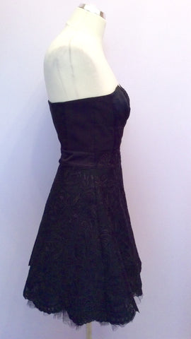 Karen Millen Black Lace Strapless Dress Size 8 - Whispers Dress Agency - Womens Dresses - 3
