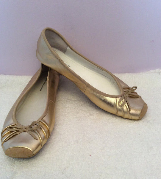 New Marks & Spencer Gold Ballerina Flats Size 6.5/39.5 - Whispers Dress Agency - Sold - 1