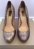 Dune Pewter Snakeskin Print Leather Platform Heels Size 6/39 - Whispers Dress Agency - Womens Heels - 2
