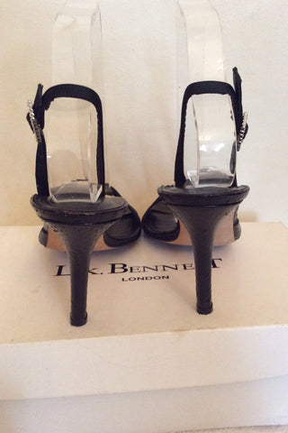 LK Bennett Black Snakeskin Leather & Satin Sandals Size 6/39 - Whispers Dress Agency - Womens Sandals - 4