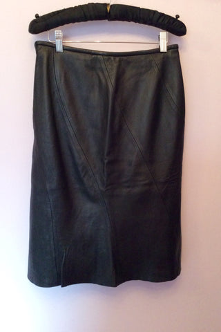 MNG Black Leather Knee Length Skirt Size 10 - Whispers Dress Agency - Womens Skirts - 2