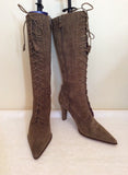 Brand New Ann Taylor Light Brown Suede Boots & Matching Handbag Size 3.5/36 - Whispers Dress Agency - Sold - 2