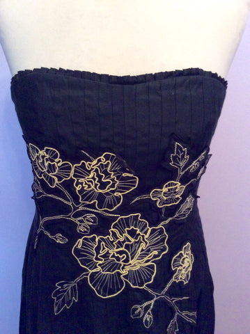 Coast Black Strapless Applique Flower Trim Dress Size 12 - Whispers Dress Agency - Womens Dresses - 2