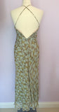Nicole Farhi Green & Brown Print Silk Strappy Dress Size 6 - Whispers Dress Agency - Sold - 3