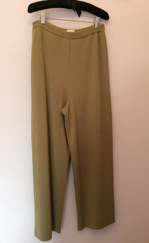 Vintage Jaeger Fawn Merino Wool Knit Trousers Size L - Whispers Dress Agency - Sold - 1