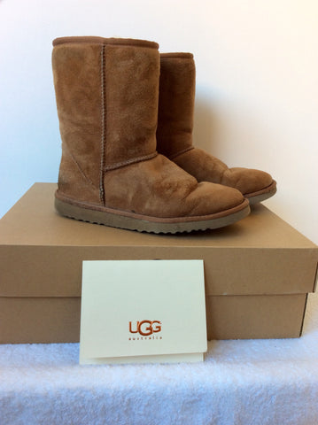 UGG TAN BROWN SHEEPSKIN CLASSIC SHORT BOOTS SIZE 6/39 - Whispers Dress Agency - Sold - 3