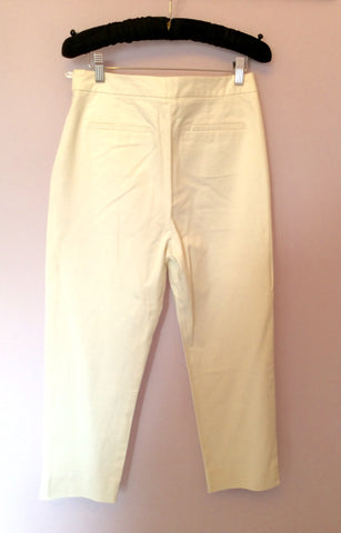 LK BENNETT WHITE COTTON CROP TROUSERS SIZE 10 - Whispers Dress Agency - Womens Trousers - 2