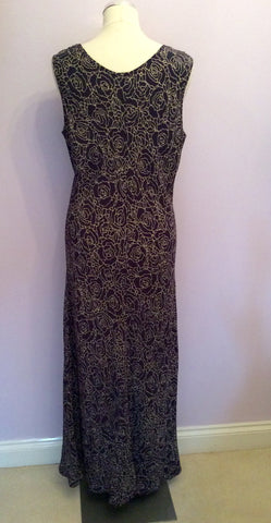 Gina Bacconi Dark Blue Floral Print Long Dress Size 16 - Whispers Dress Agency - Sold - 3