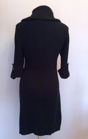 Karen Millen Black Roll Neck Wool Blend Knit Dress Size 1 UK 10 - Whispers Dress Agency - Sold - 3
