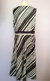 Laura Ashley Black & White Striped Silk Dress Size 16 - Whispers Dress Agency - Womens Dresses - 2