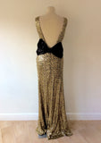 NAZZ COLLECTION GOLD SEQUINED WITH BLACK BOW LONG EVENING DRESS SIZE 12 - Whispers Dress Agency - Sold - 5
