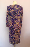 LK Bennett Nude, Purple & Turquoise Leopard Print Wrap Dress Size 8 - Whispers Dress Agency - Sold - 3