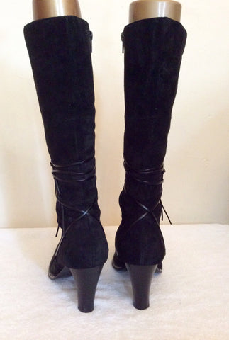 Shoe Co Black Suede Tie Detail Trim Size 6/39 - Whispers Dress Agency - Womens Boots - 5