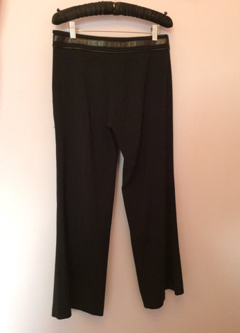 Karen Millen Black Faux Leather Trim Trousers Size 10 - Whispers Dress Agency - Womens Trousers - 2