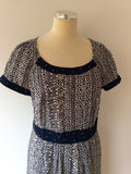 BRAND NEW MONSOON NAVY PRINT DRESS SIZE 16