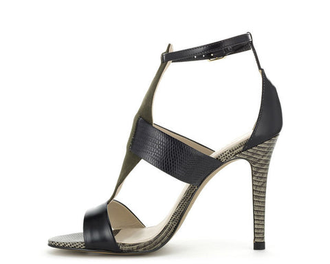 Brand New Whistles Khaki & Black Panelled Bellini Sandals Size 4/37 - Whispers Dress Agency - Sold - 2