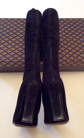 Patrick Cox Black Suede Knee Length Boots Size 5/38 - Whispers Dress Agency - Womens Boots - 5