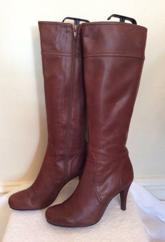 Staccato Brown Leather Knee High Boots Size 6/39 - Whispers Dress Agency - Sold - 3