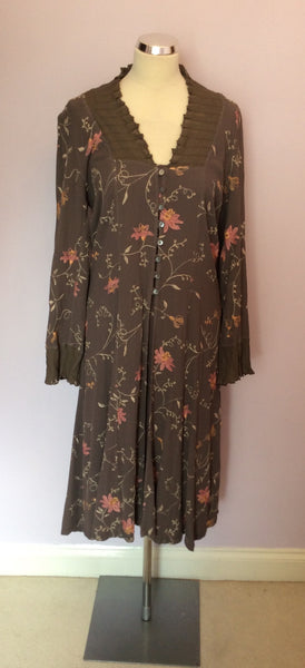 Ghost Brown Embroidered Floral Dress & Duster Coat Size S - Whispers Dress Agency - Sold - 1