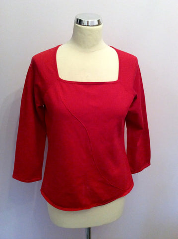 Sydney Easton Red Silk Blend Square Neck Jumper Size L - Whispers Dress Agency - Womens Knitwear - 1