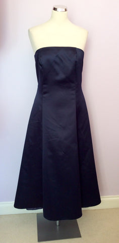 Dark Blue Strapless Evening Dress Size 10/12 - Whispers Dress Agency - Womens Dresses - 1