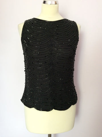 Cinelle Black Silk Beaded Sleeveless Top Size S - Whispers Dress Agency - Womens Tops - 1