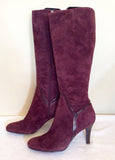 Marks & Spencer Burgundy/ Wine Suede Knee Length Boots Size 7/40.5 - Whispers Dress Agency - Sold - 2