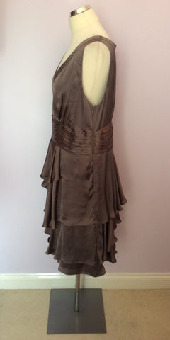 Monsoon Brown Silk Tiered Skirt Dress Size 18 - Whispers Dress Agency - Sold - 2