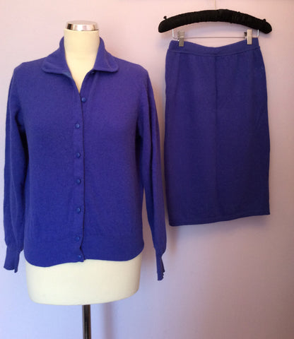 Vintage United Colours Of Benetton Blue Cardigan & Skirt Suit Size M - Whispers Dress Agency - Sold - 1