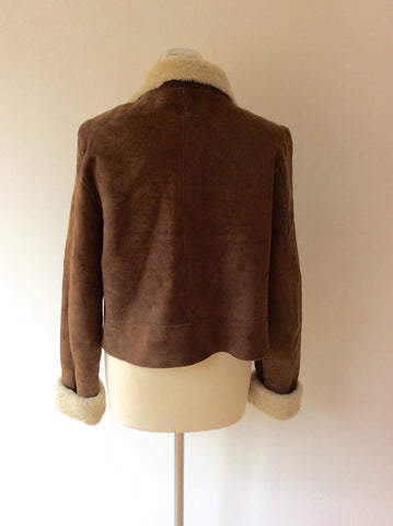 DOM & RUBY BROWN SHEEPSKIN JACKET SIZE 16 - Whispers Dress Agency - Womens Coats & Jackets - 3