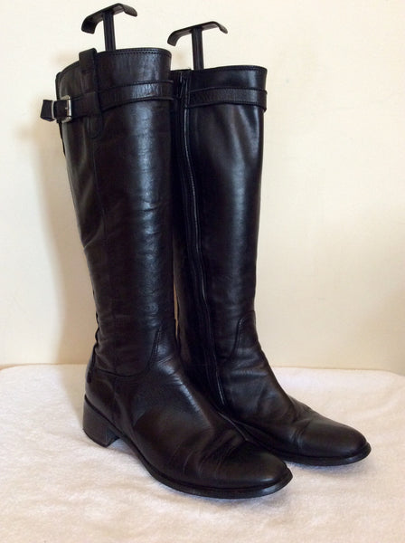 Nic Dean Black Buckle Trim Leather Boots Size 4/37 - Whispers Dress Agency - Womens Boots - 1
