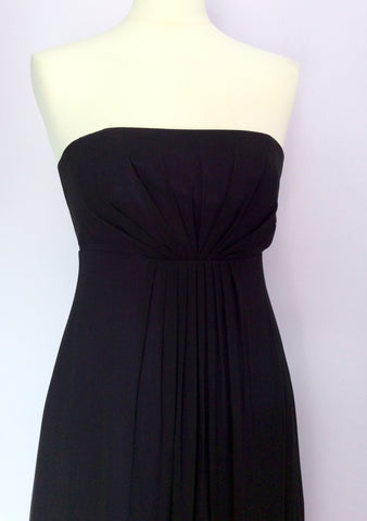 MONSOON BLACK WITH PURPLE LINING STRAPLESS MAXI DRESS SIZE 10 - Whispers Dress Agency - Womens Dresses - 2