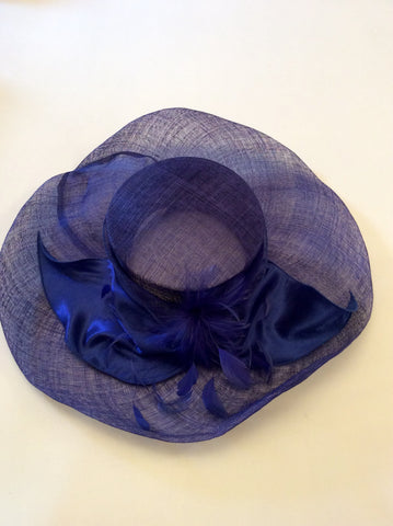 Victoria Ann Royal Blue Wide Brim Feather & Bow Trim Formal Hat - Whispers Dress Agency - Womens Formal Hats & Fascinators - 5