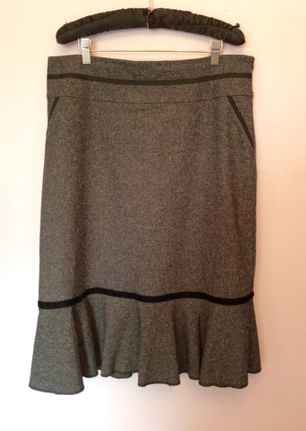 Kenar Grey & Black Trim Fluted Hem Skirt Size 18 - Whispers Dress Agency - Womens Skirts - 1
