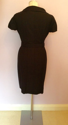 MINUET BLACK DOUBLE BREASTED BUTTON FRONT BELTED DRESS SIZE 12 - Whispers Dress Agency - Womens Dresses - 4
