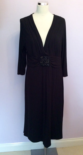 Brand New Marks & Spencer Black Beaded Trim Dress Size 16 - Whispers Dress Agency - Womens Dresses - 1