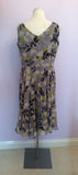 HOBBS GREY FLORAL PRINT SILK DRESS SIZE 14 - Whispers Dress Agency - Womens Dresses - 3