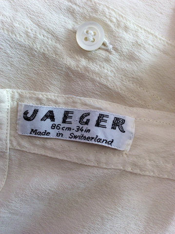 Vintage Jaeger Ivory Silk Short Sleeve Blouse Size 10/12 - Whispers Dress Agency - Sold - 2