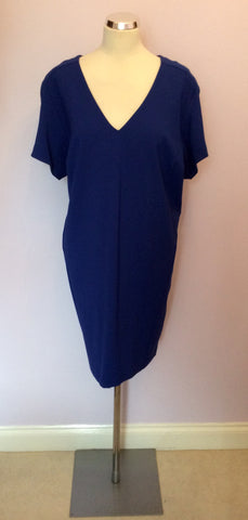 Brand New Pied A Terre Cobalt Blue Crepe Woven Shift Dress Size 18 - Whispers Dress Agency - Womens Dresses - 1