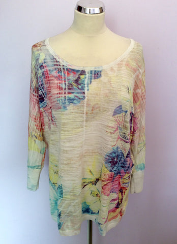 Marc Aurel Pastel Floral Print Fine Knit Top Size 42 UK 14 - Whispers Dress Agency - Womens Knitwear - 1