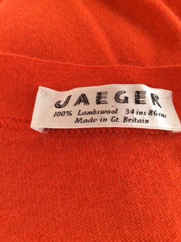 Jaeger Orange Lambswool V Neck Cardigan Size 34" Approx M/L - Whispers Dress Agency - Sold - 3