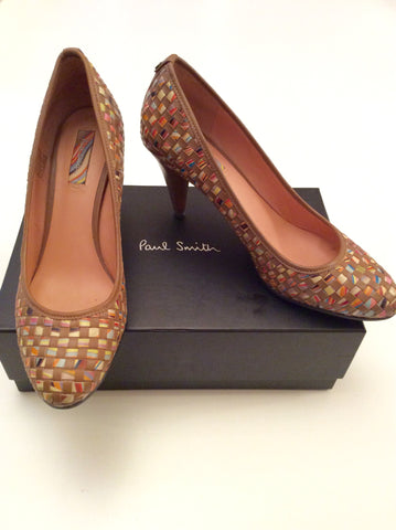 Paul Smith Tan Brown Swirl Woven Apple & Amber Weave Heels Size 7/40 - Whispers Dress Agency - Sold - 1