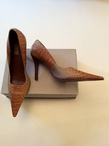 DUNE BROWN LEATHER SNAKESKIN HEELS SIZE 6/39 - Whispers Dress Agency - Sold - 1