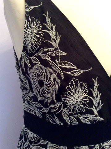 Monsoon Black & White Embroidered Floral Detail Linen Dress - Whispers Dress Agency - Womens Dresses - 2