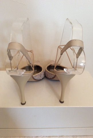 Daniel Cream Beaded Satin & Leather Slingback Heels Size 2.5/35 - Whispers Dress Agency - Womens Heels - 3