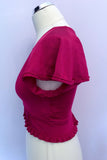Karen Millen Dark Pink Fine Knit Bolero Top Size 1 UK 8/10 - Whispers Dress Agency - Sold - 2