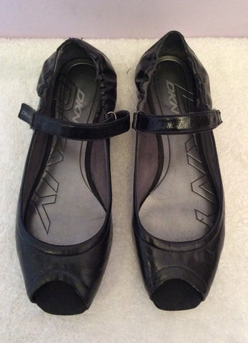 DKNY Black Peeptoe Velcro Strap Flat Shoes Size 5/38 - Whispers Dress Agency - Womens Flats - 2
