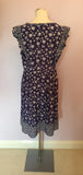 MONSOON BLUE FLORAL PRINT SILK TEA DRESS SIZE 18 - Whispers Dress Agency - Womens Dresses - 4